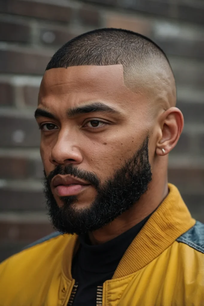 Buzz Cut with Drop FadeBlack man with a buzz