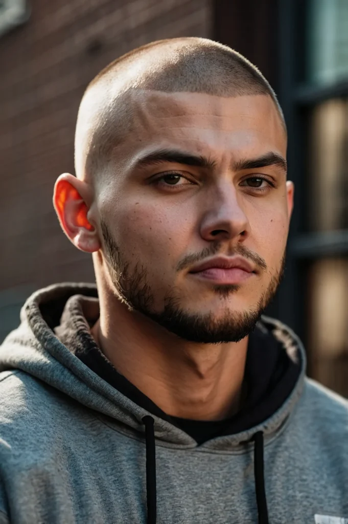 Buzz Cut with FadeWhite male model with a sho