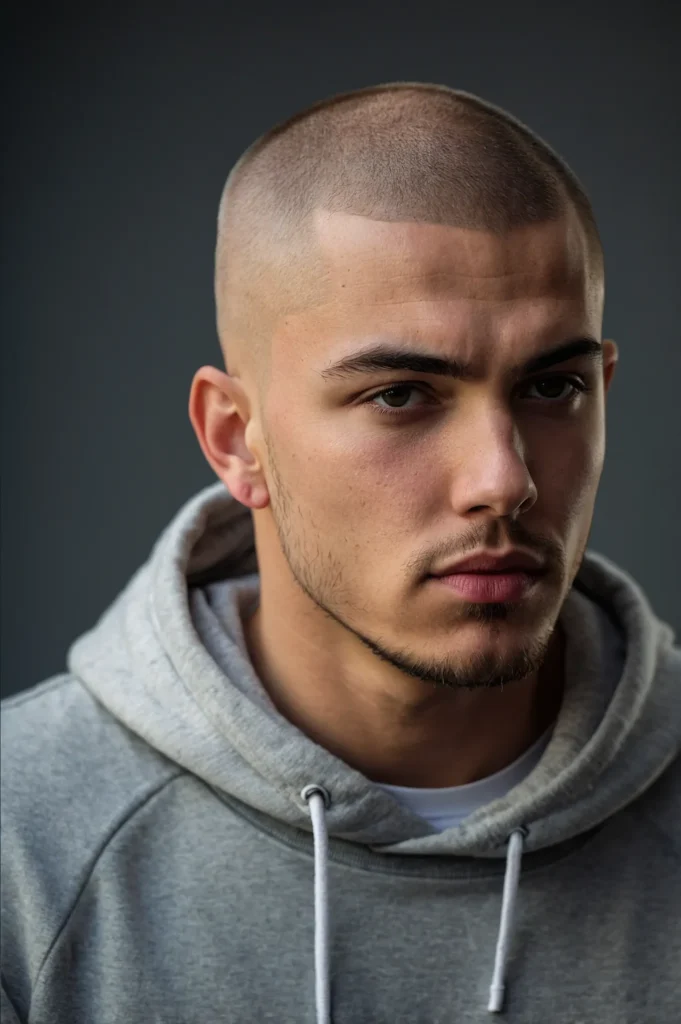 Buzz Cut with FadeWhite male model with a sho