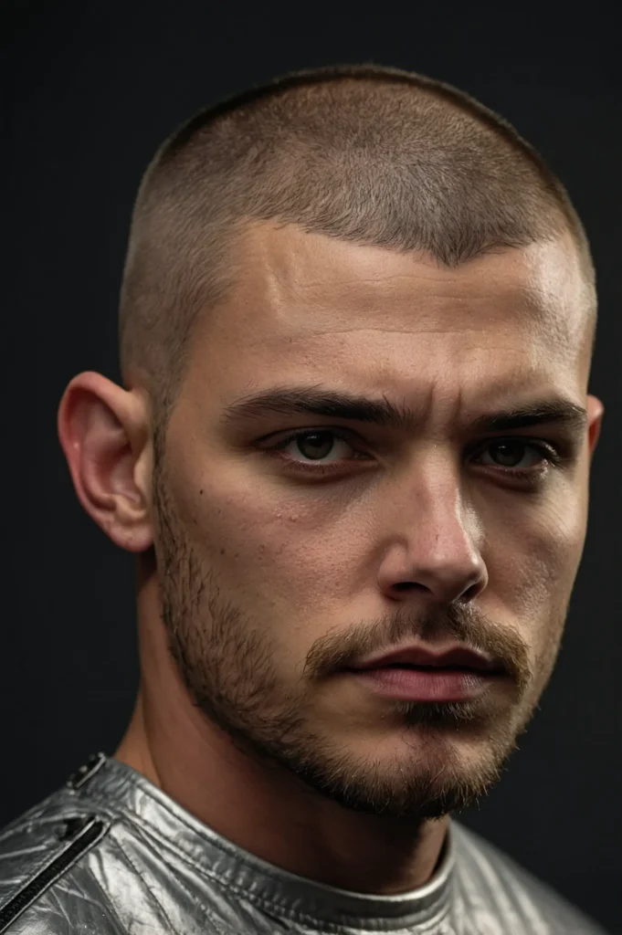 Buzz Cut with Hard PartHighcontrast buzz cut