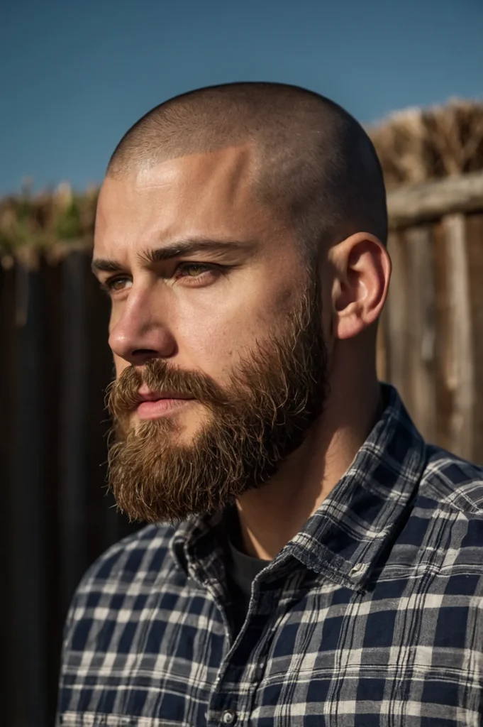 Buzz Cut with High Beard ContrastSharp image