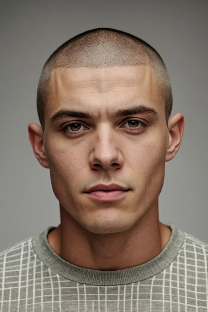 Buzz Cut with Line UpFrontfacing portrait of