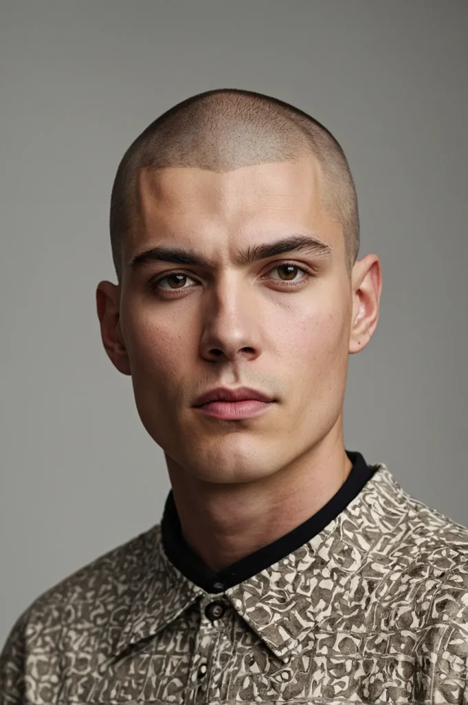 Buzz Cut with Line UpFrontfacing portrait of