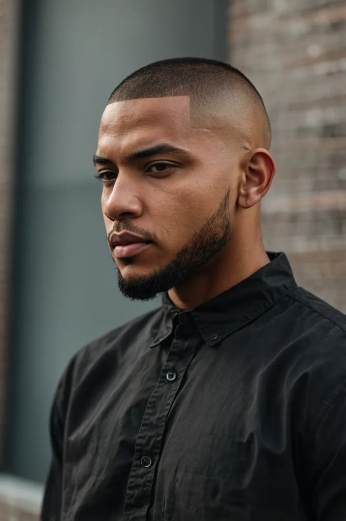 Buzz Cut with Skin FadeBlack man with a buzz