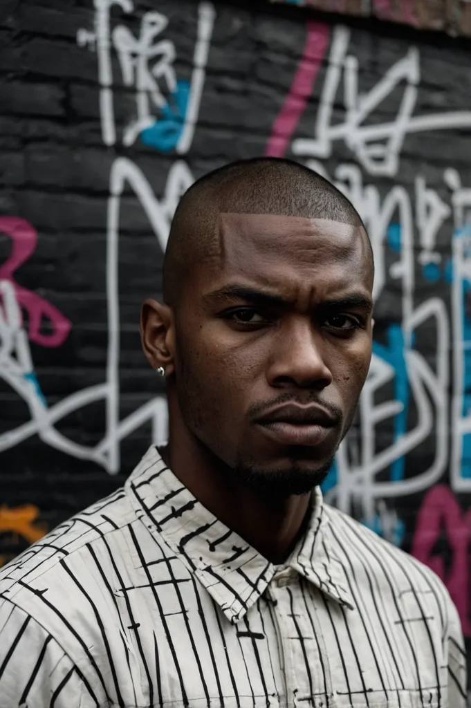 Buzz Cut with Surgical LineBlack man with a b