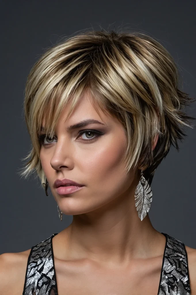 Choppy Frosted Feathered BobShort edgy bob wi