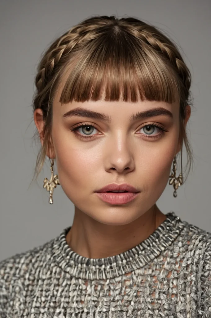 Closeup of a tight crownstyle Coco braid alon