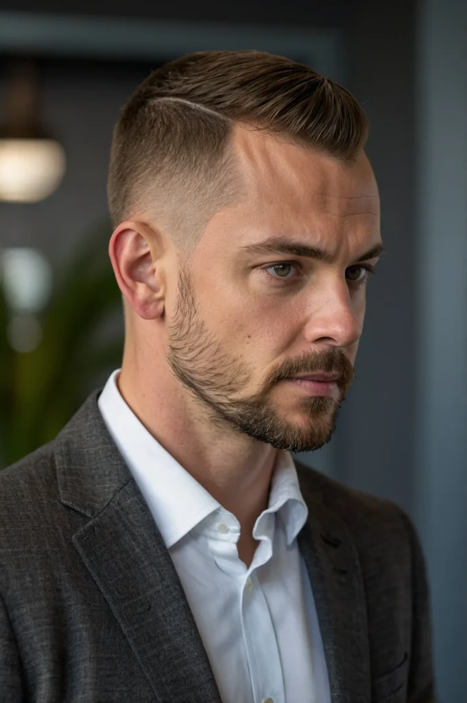 Crew Buzz ComboSide profile of a white man wi