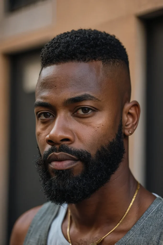 Crew Cut with Beard BlendBlack man with faded