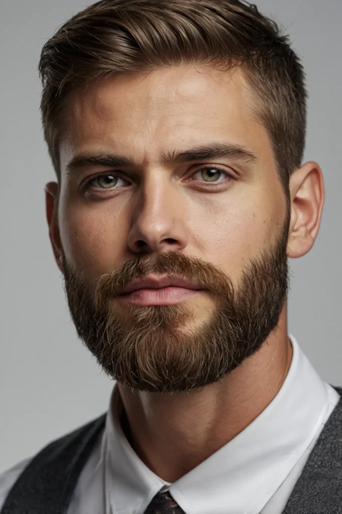 Crew Cut with Beard BlendWhite man with clean