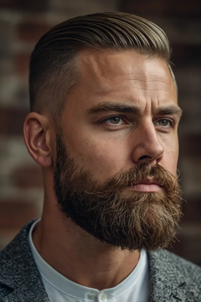 Crew Cut with Beard BlendWhite man with clean