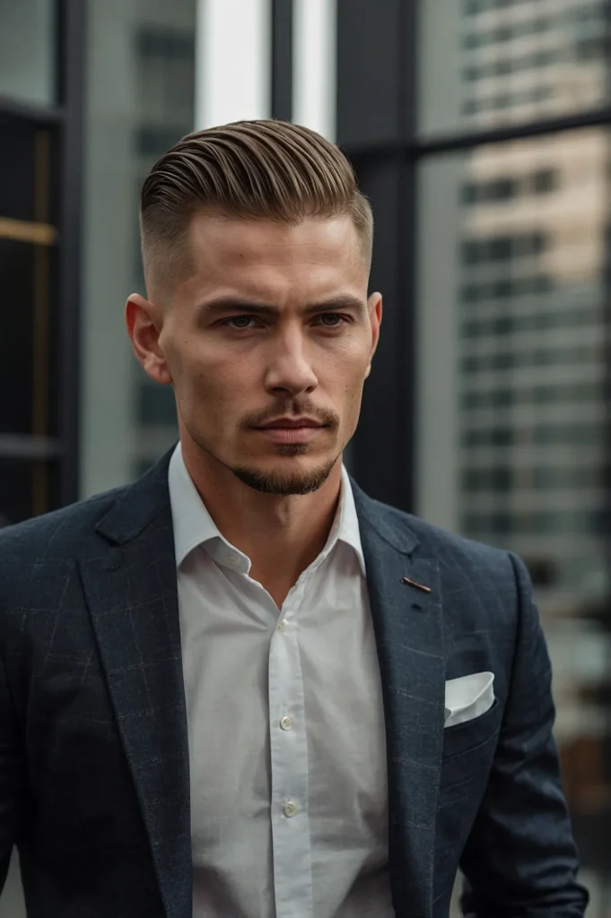 Crew Cut with Hard PartWhite man with crew cu