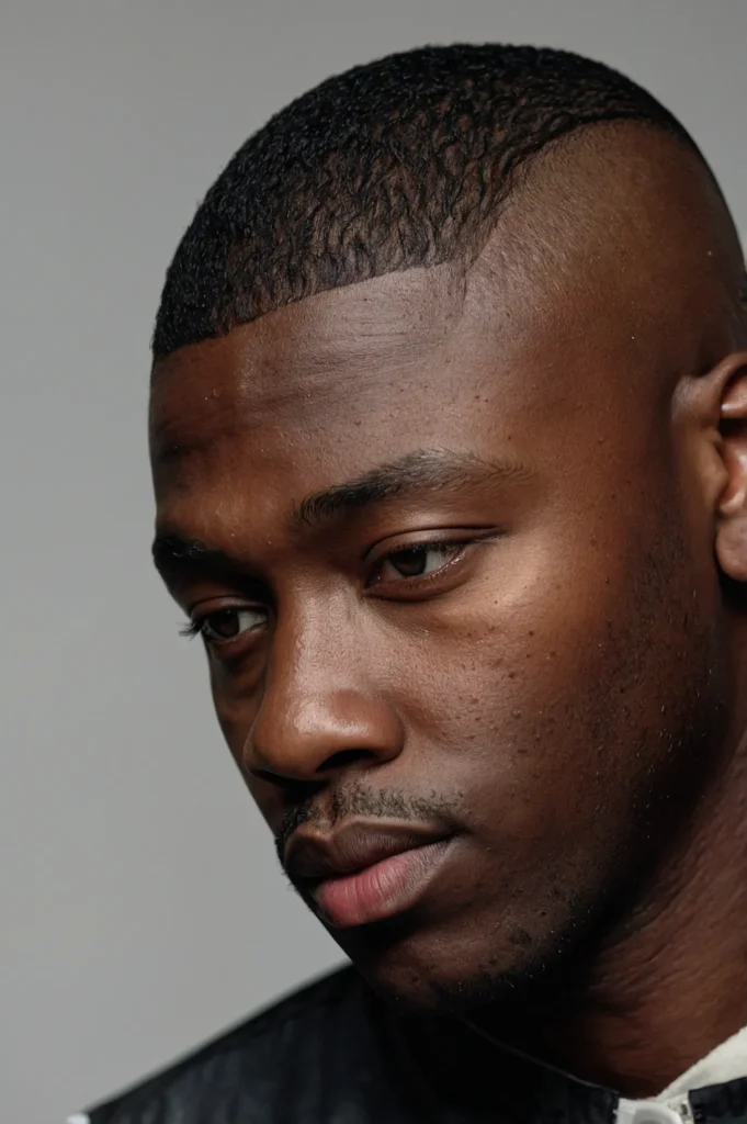 Crew Cut with LineUpBlack man with classic cr