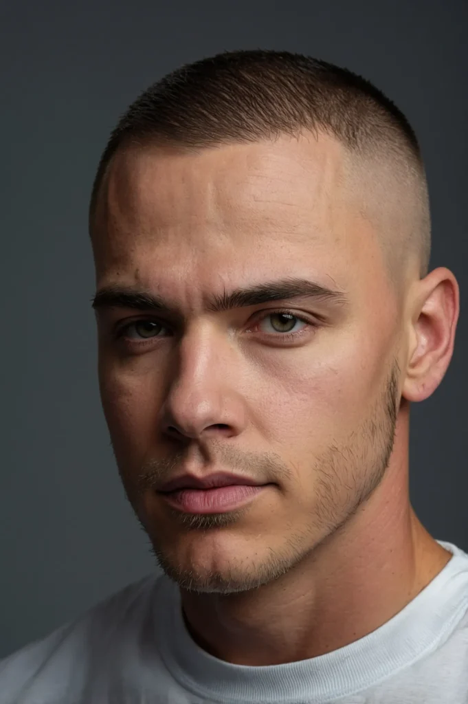 Crew Cut with Line UpWhite man with sharp squ