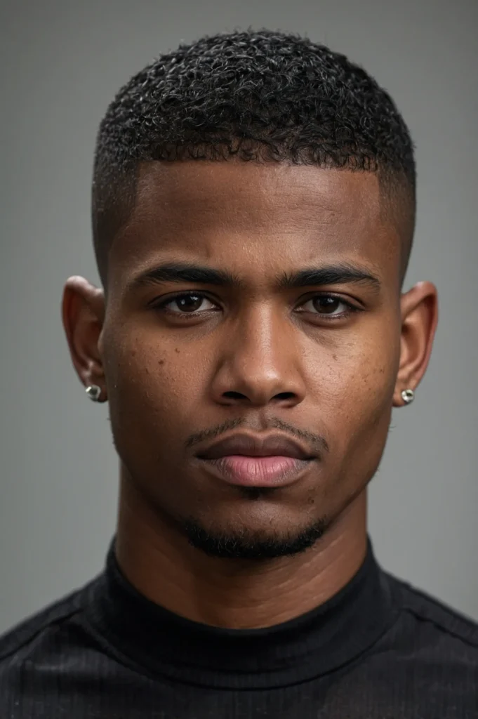 Crew Cut with Part DetailBlack man with short