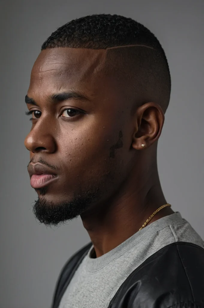 Crew Cut with Part DetailBlack man with short