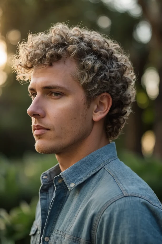 Curly Pixie CutWhite man with naturally curly