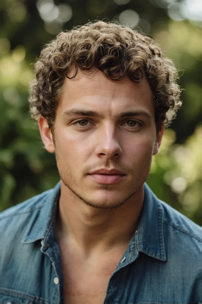 Curly Pixie CutWhite man with naturally curly