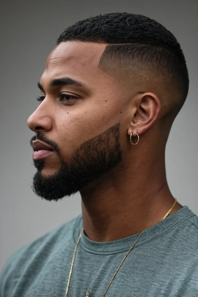 Drop Fade Crew CutBlack man with drop fade cr