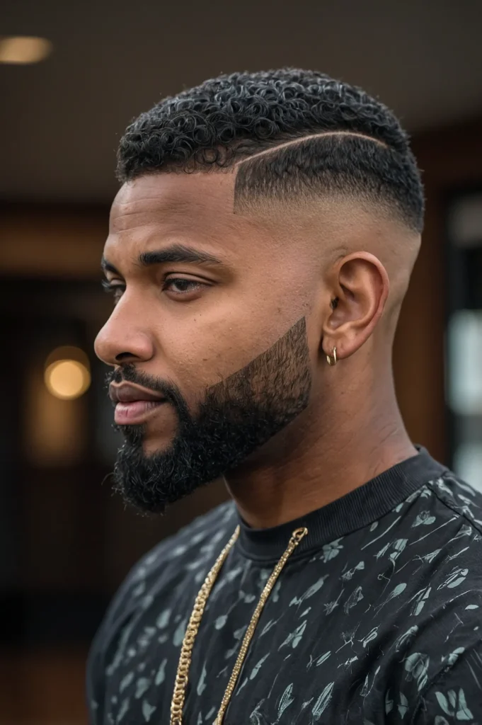 Drop Fade Crew CutBlack man with drop fade cr