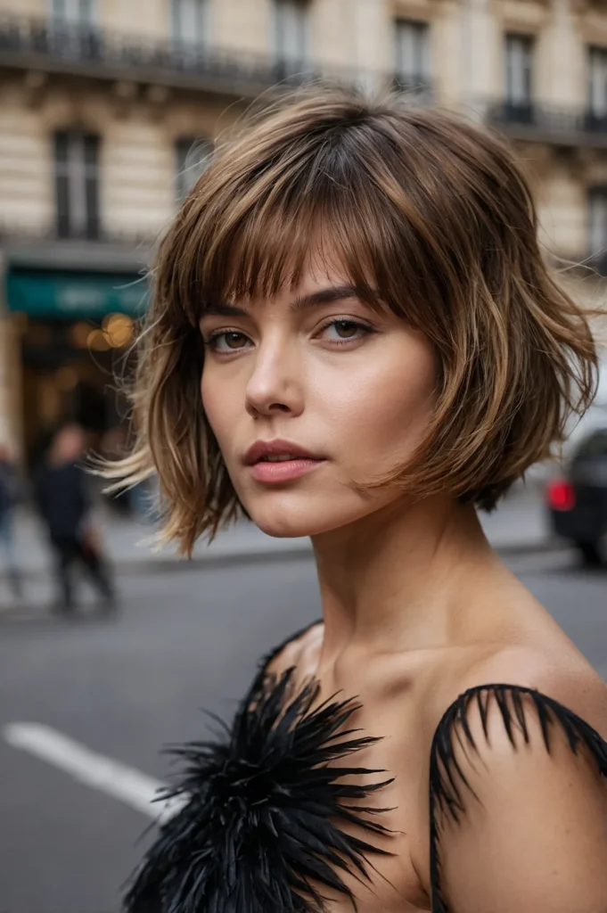 Feathered Bob with SideSwept BangsLayered bo ()