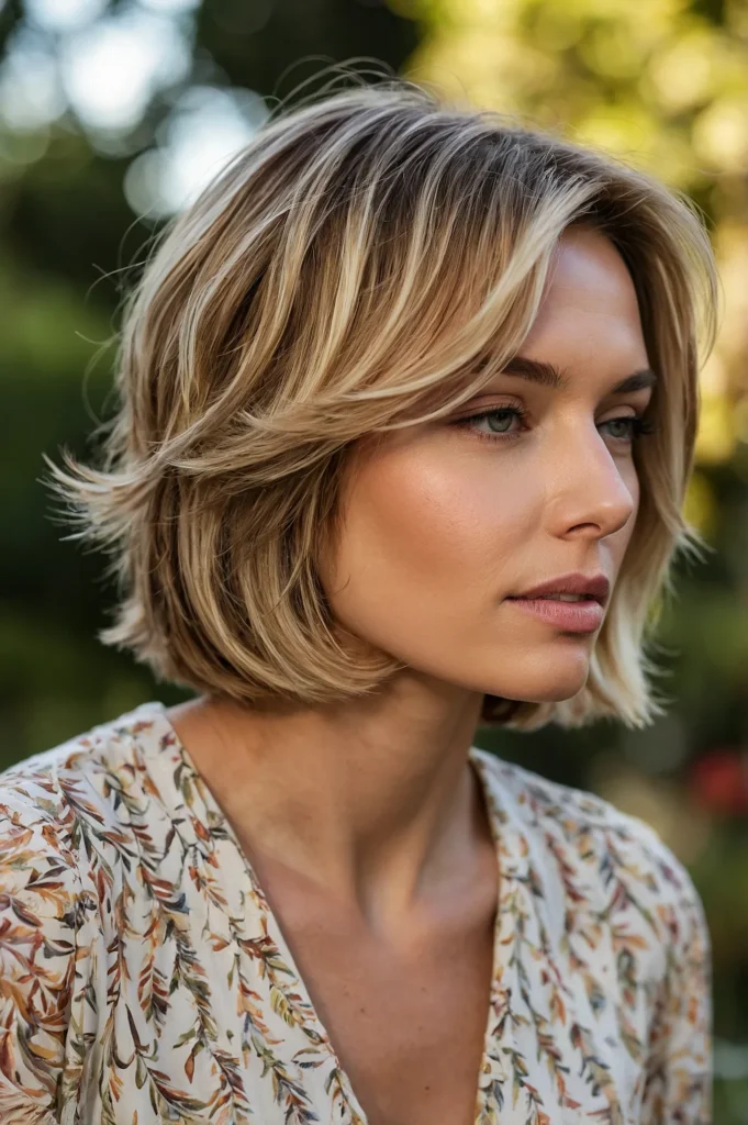 Feathered Bob with Soft HighlightsLightly hig