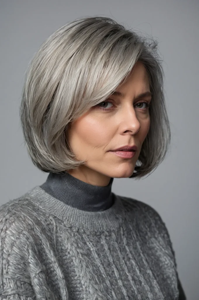 Feathered Silver BobSilvergray feathered bob
