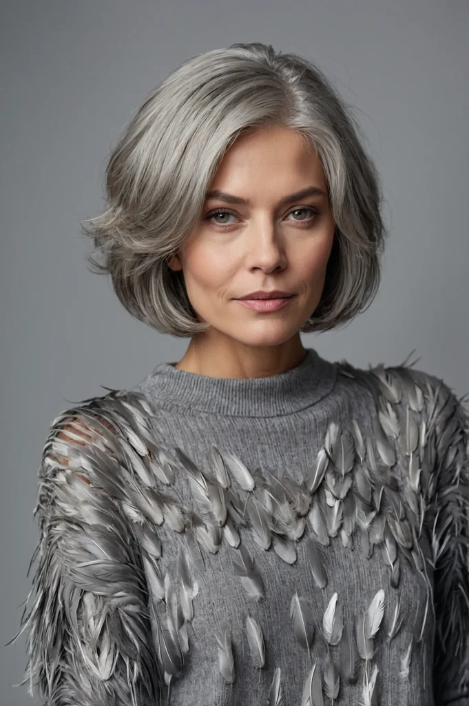 Feathered Silver BobSilvergray feathered bob