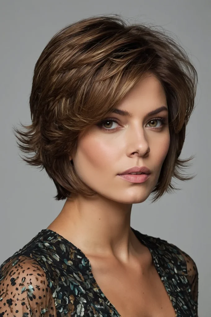 Feathered Stacked BobShort stacked bob with f