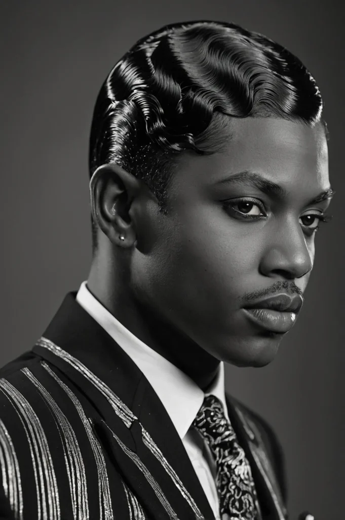 Finger Wave PixieA Black man with classic glo