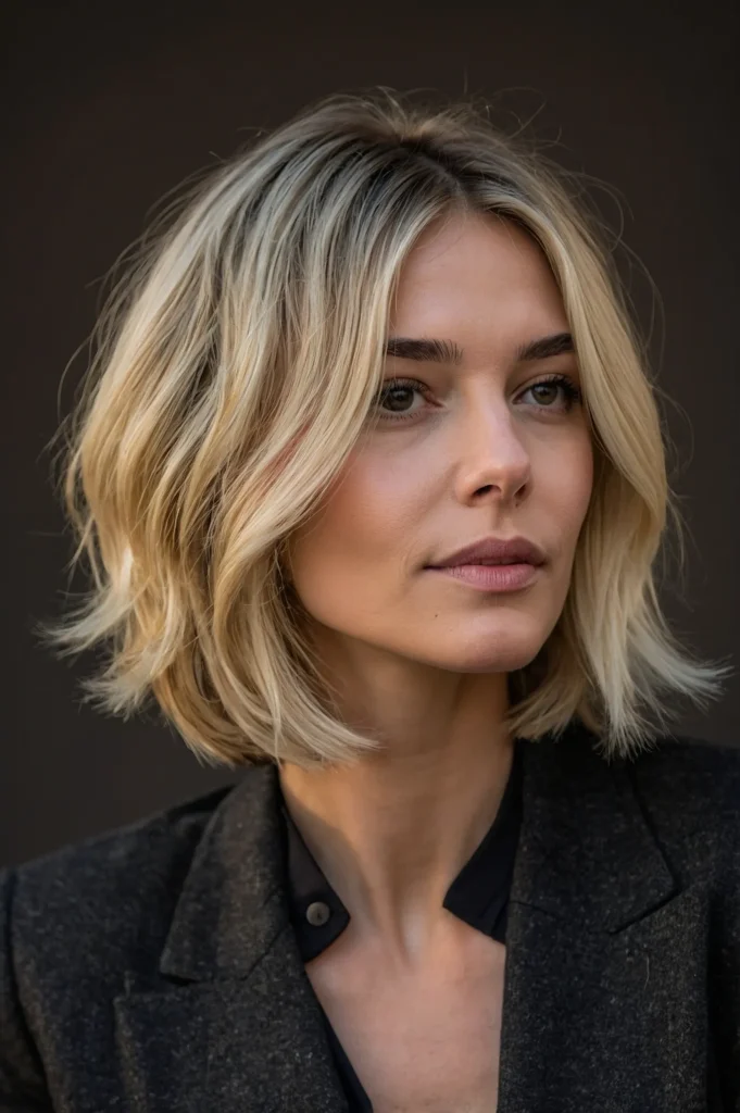 French Bob with Baby LightsDelicate fine blon