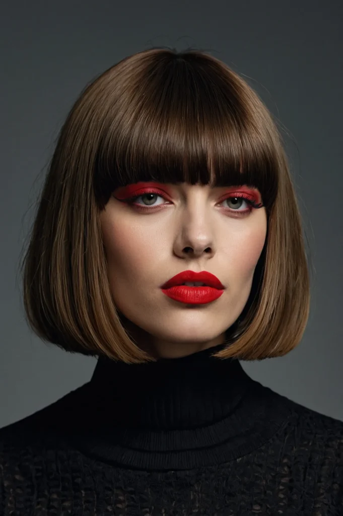 French Bob with Blunt BangsBold full fringe c