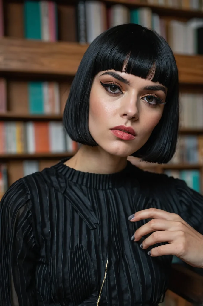 French Bob with Micro BangsShort blunt bob pa