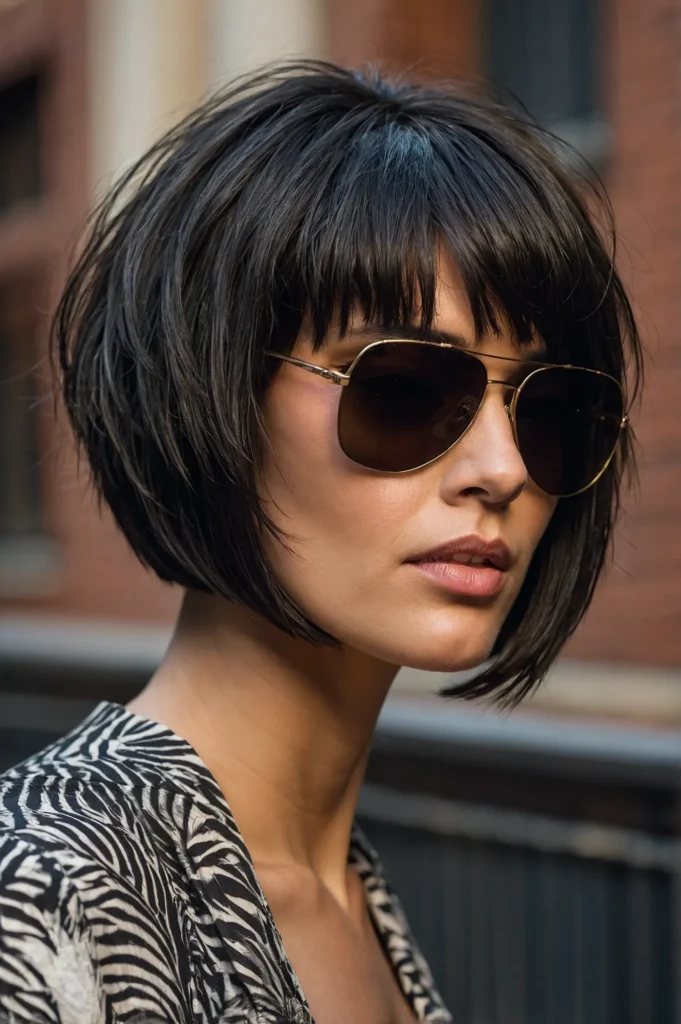 Graduated Feathered BobAngled bob shorter a