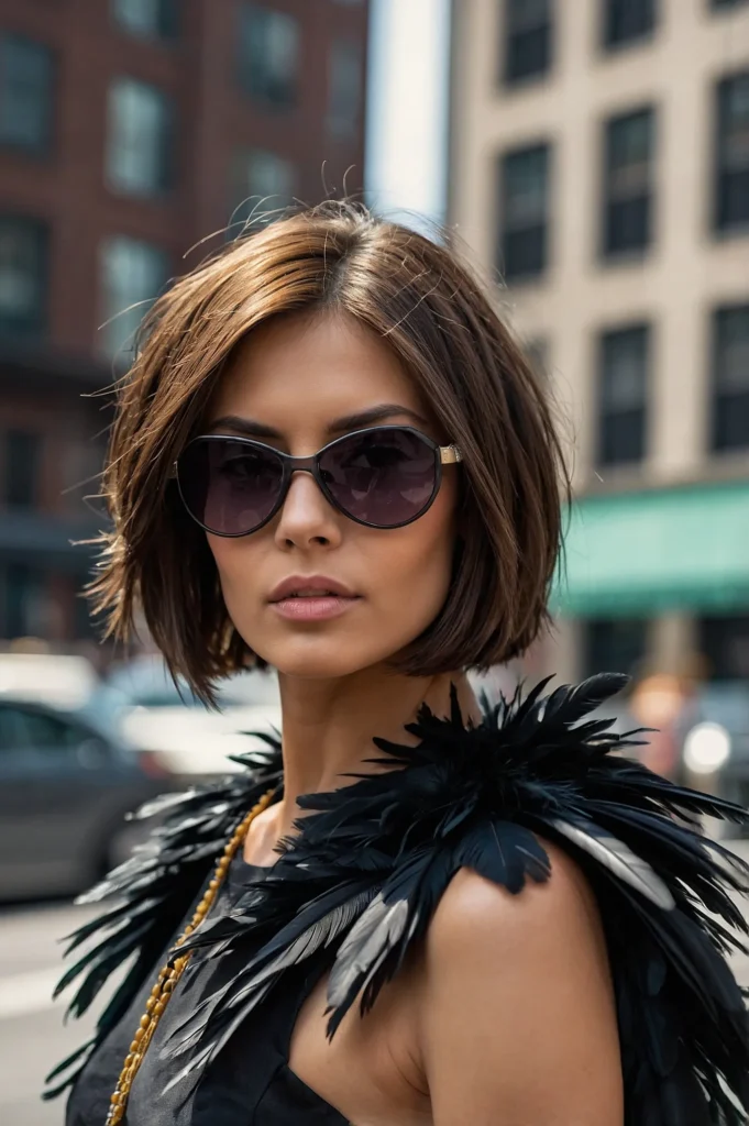 Graduated Feathered BobAngled bob shorter a