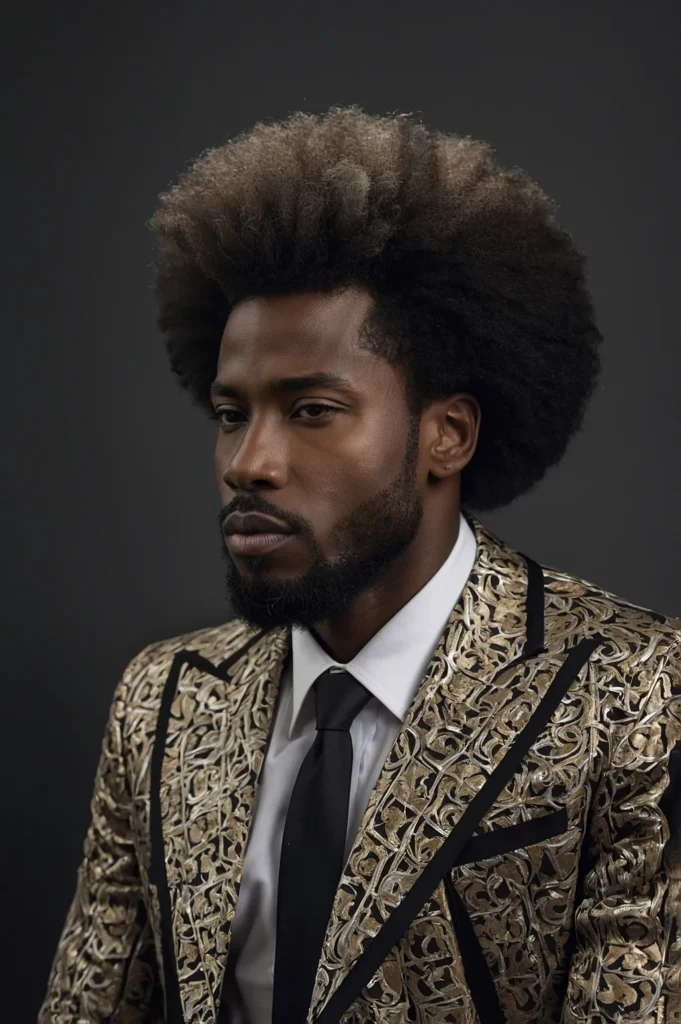 Layered Afro Wolf CutA Black man with a class