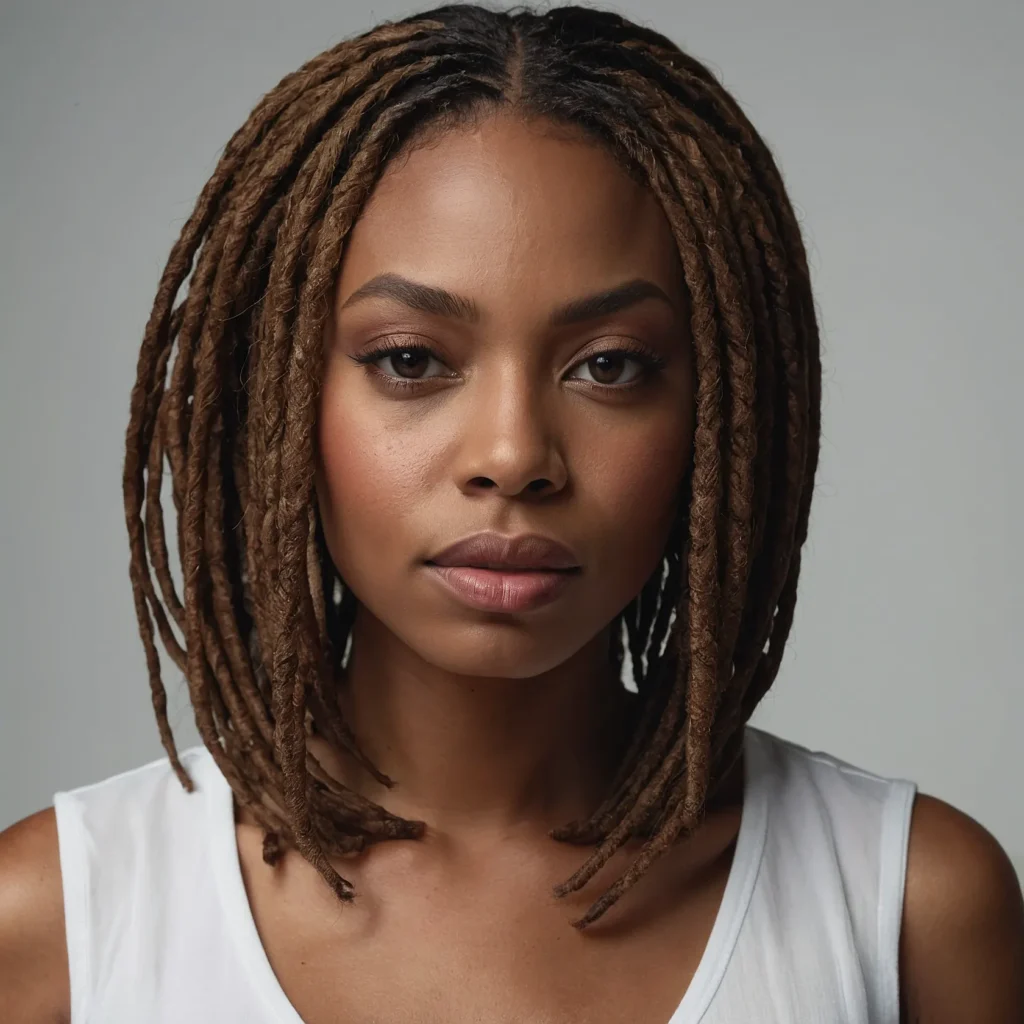 Brown Bob-Styled Locs
