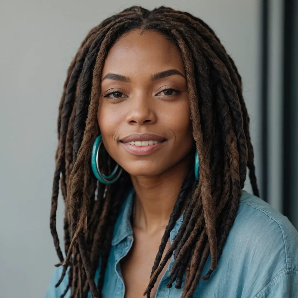 Locs with Turquoise Highlights