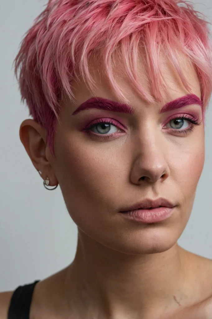 Leonardo Kino XL A closeup of a woman with an ultrashort pink