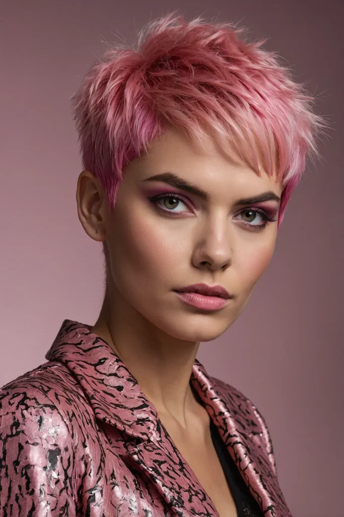 Leonardo Kino XL A closeup of a woman with an ultrashort pink