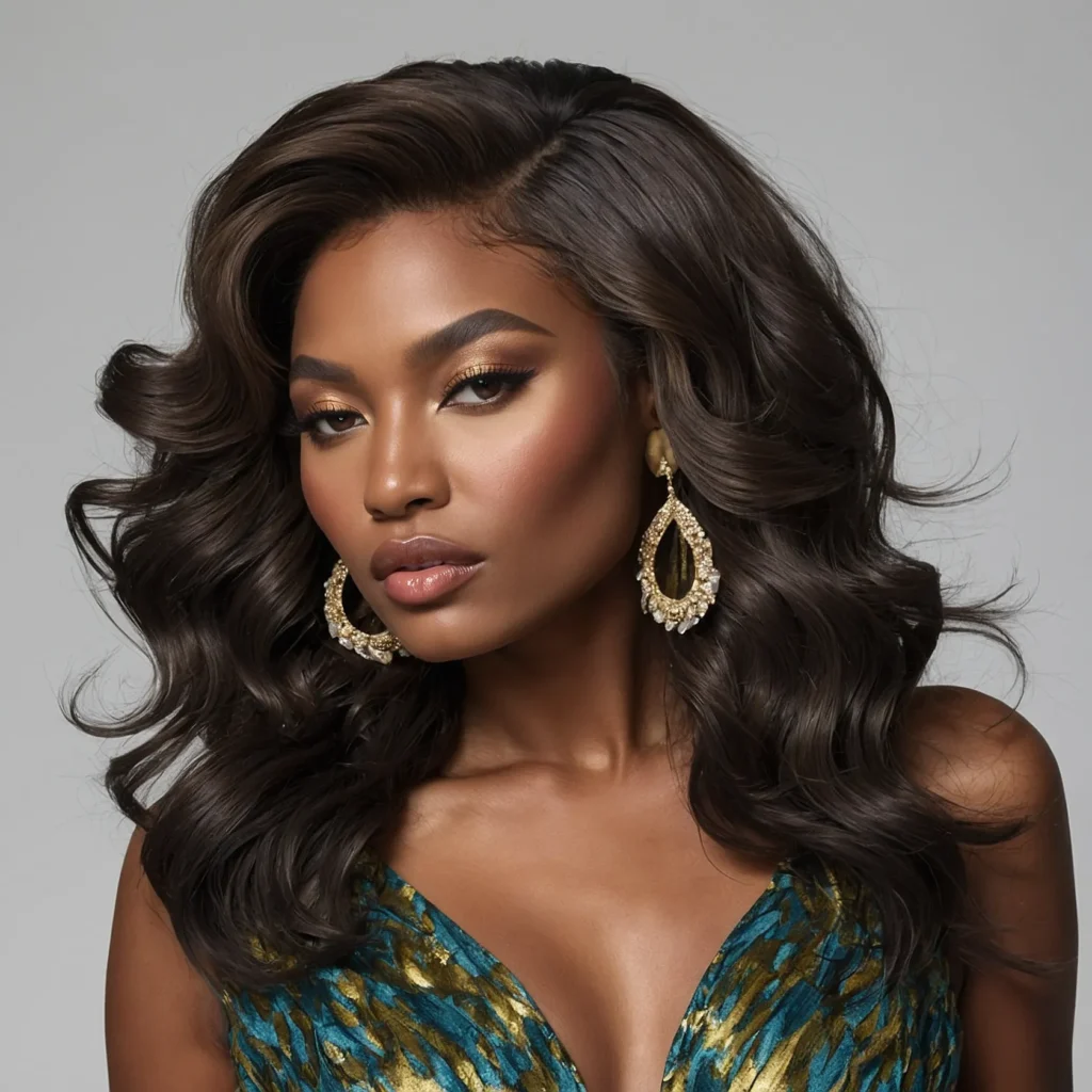 Voluminous Fawcett-Style Waves + Side Bangs