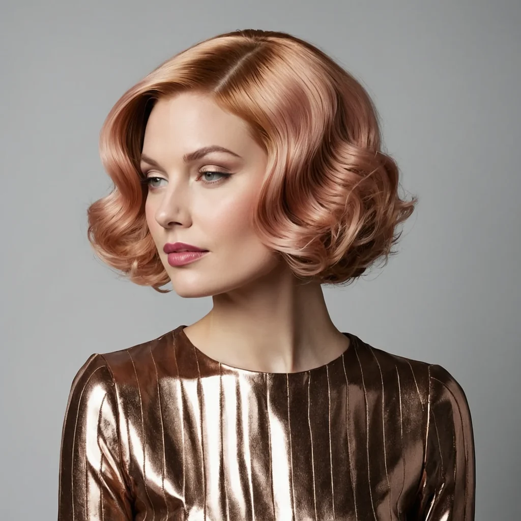 Rose Gold Finger-Wave Bob