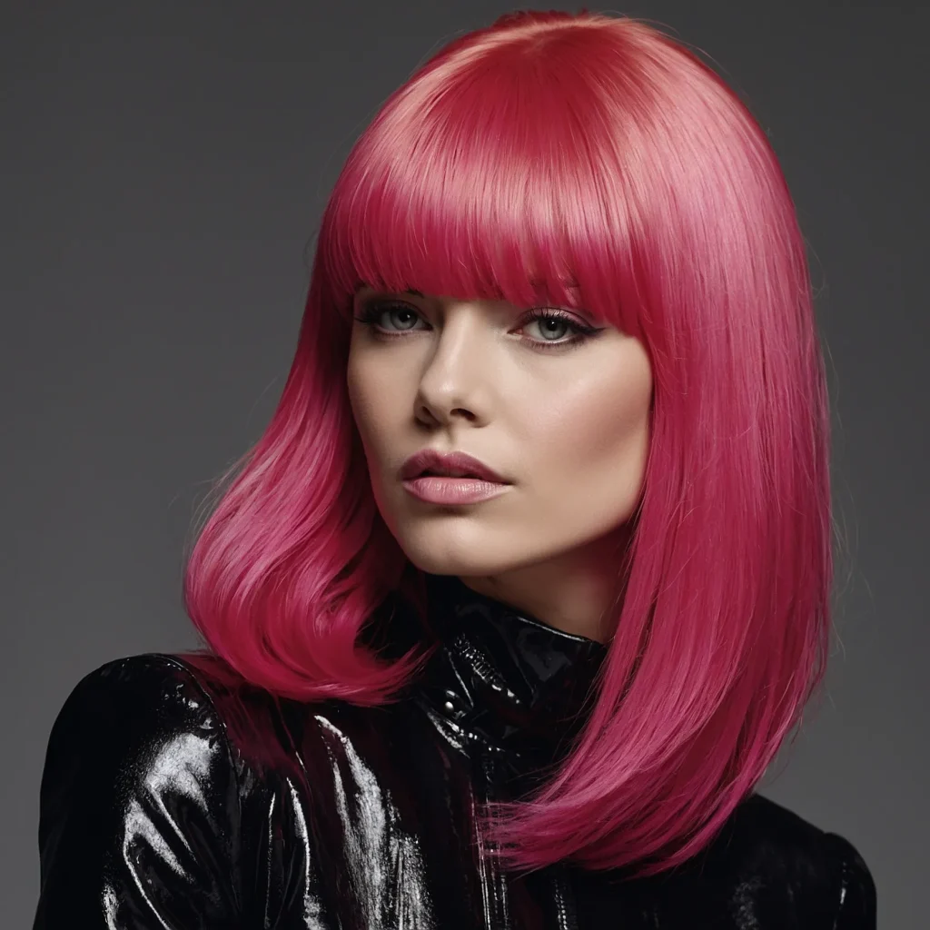 Neon Hot Pink with Bangs