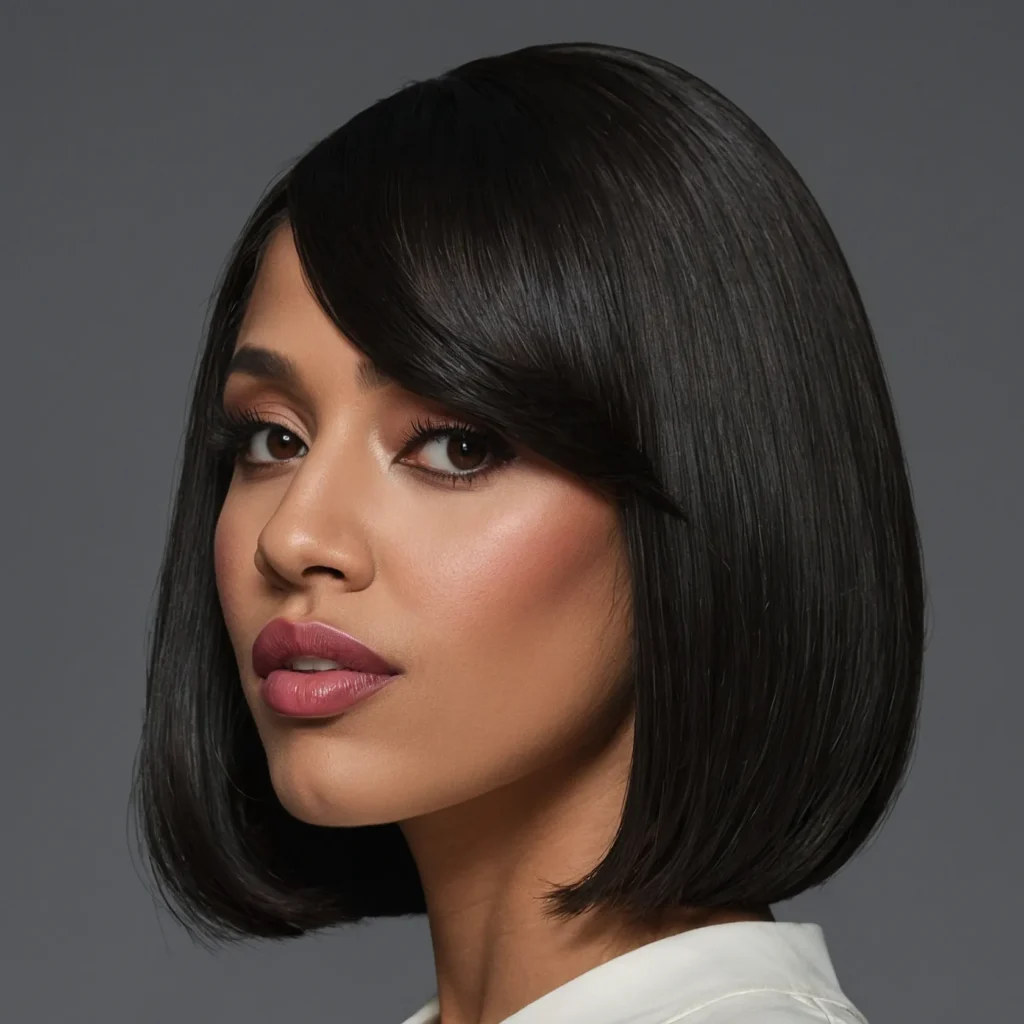 Sleek Bob with Deep Side Part