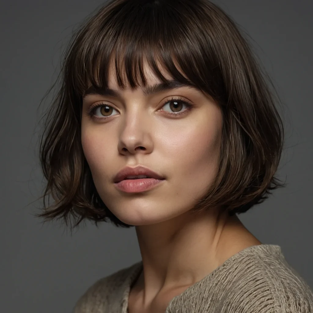 Wispy Micro-Bangs on a Choppy Bob