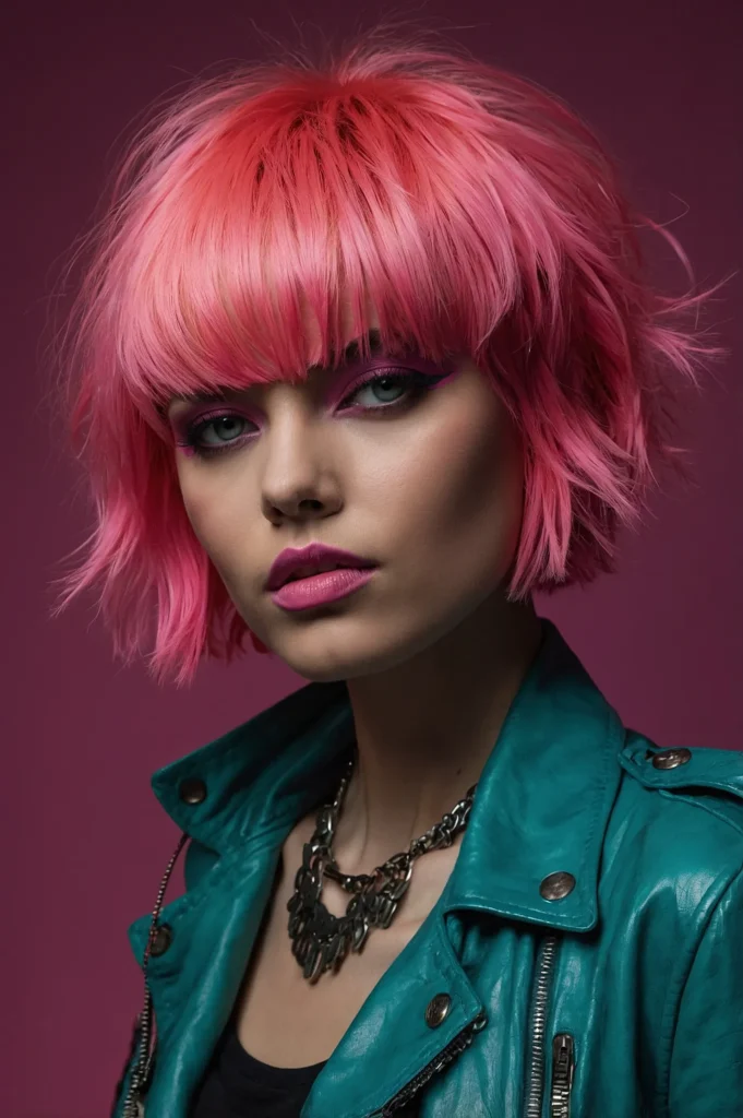 Leonardo Kino XL A model with a short vibrant neon pink shag h