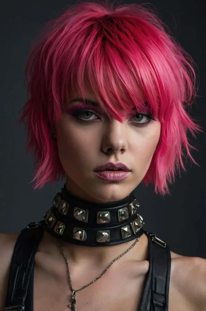 Leonardo Kino XL A model with a short vibrant neon pink shag h