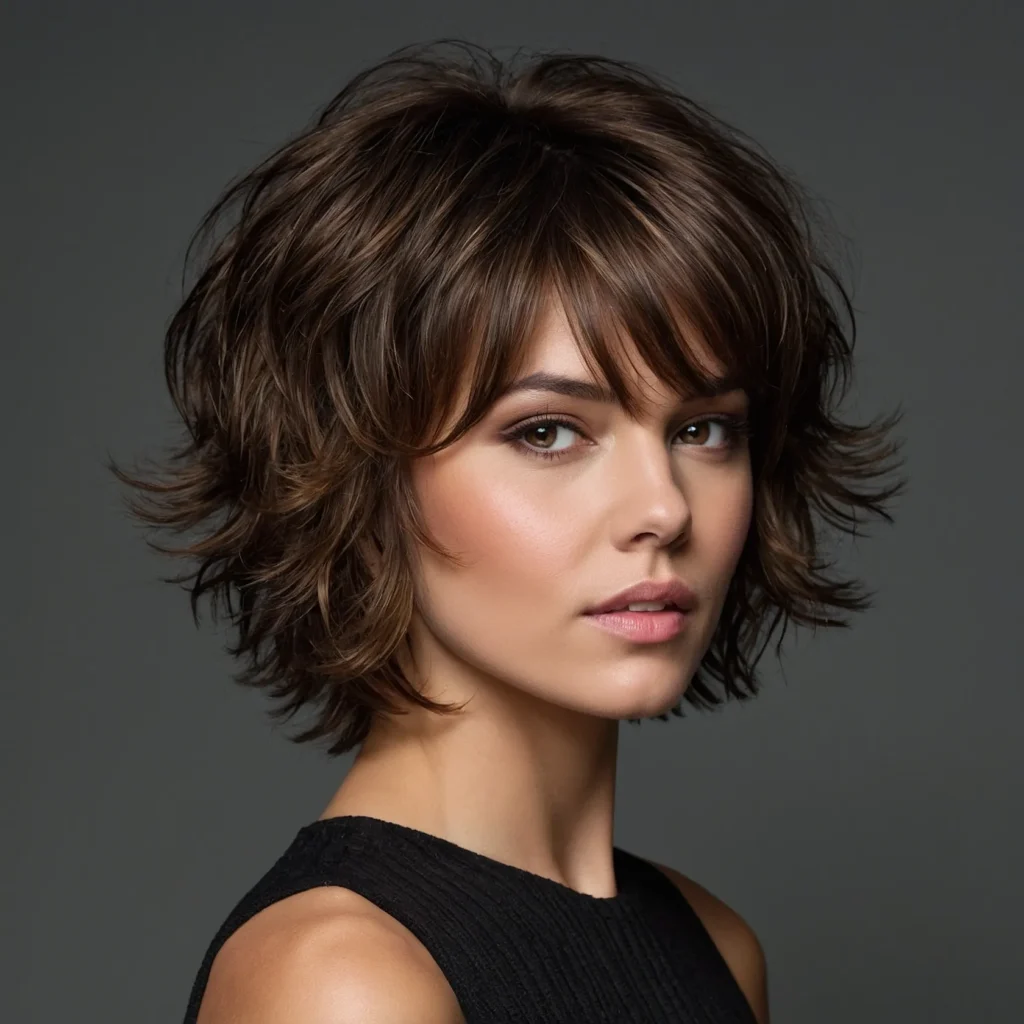 Espresso Choppy Shag with Bangs