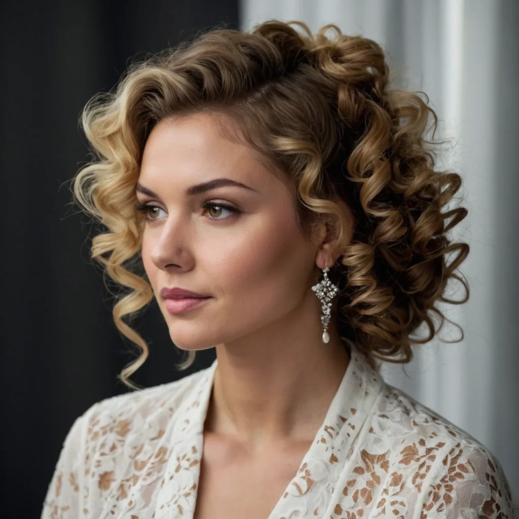 Curly Loose Up-Do with Tendrils