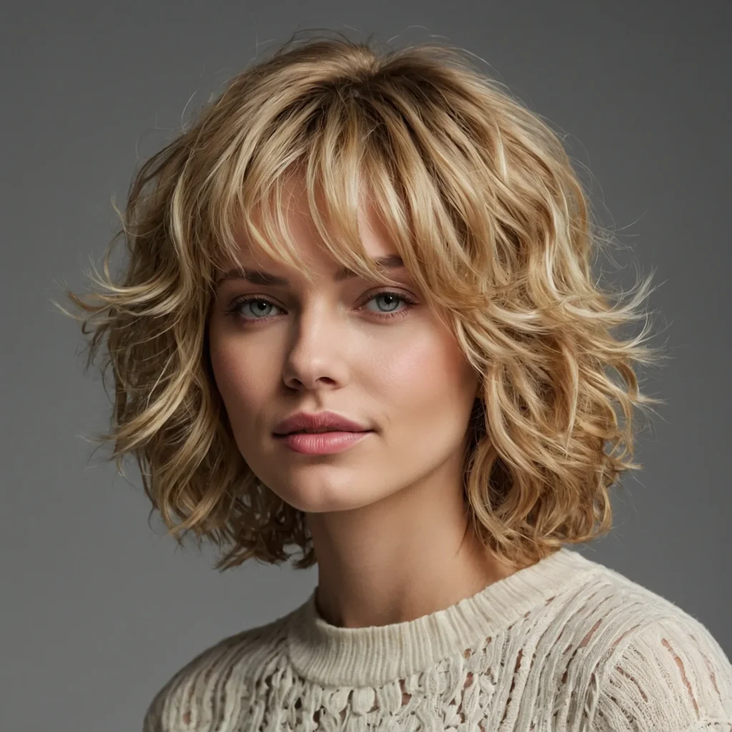 Beachy Blonde Curly Shag